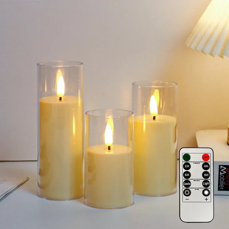 LED Flameless Candles with Remote Control & Timer | Set of 3