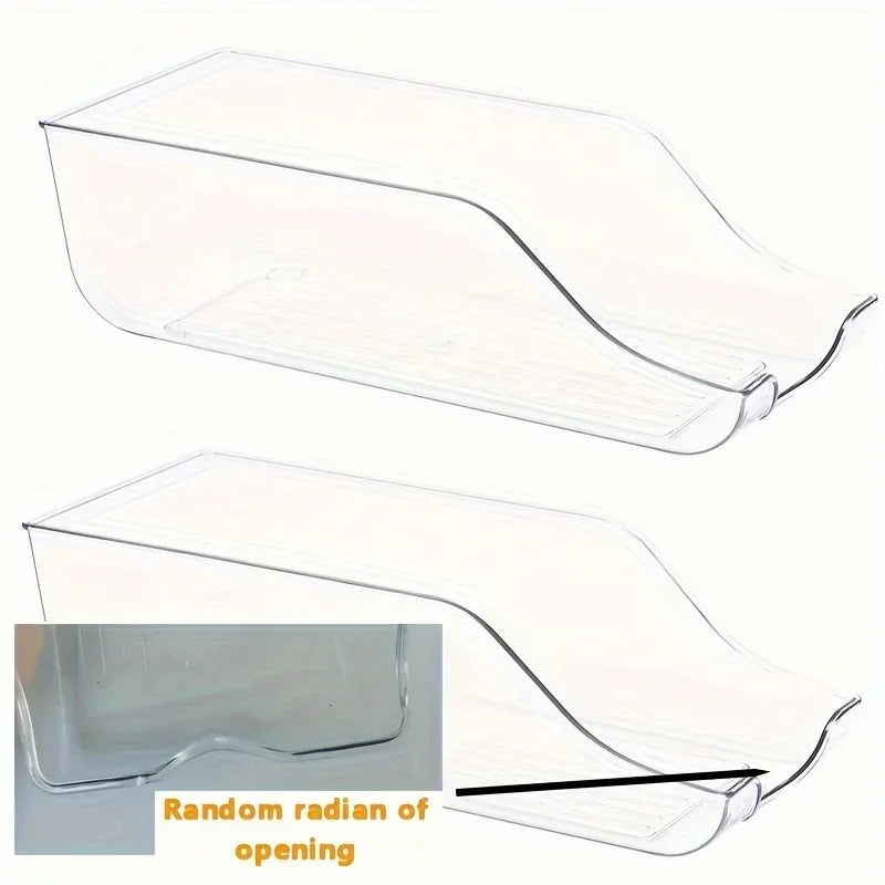 Refrigerator Organizer Bins & Auto-Rolling Soda Can Dispenser