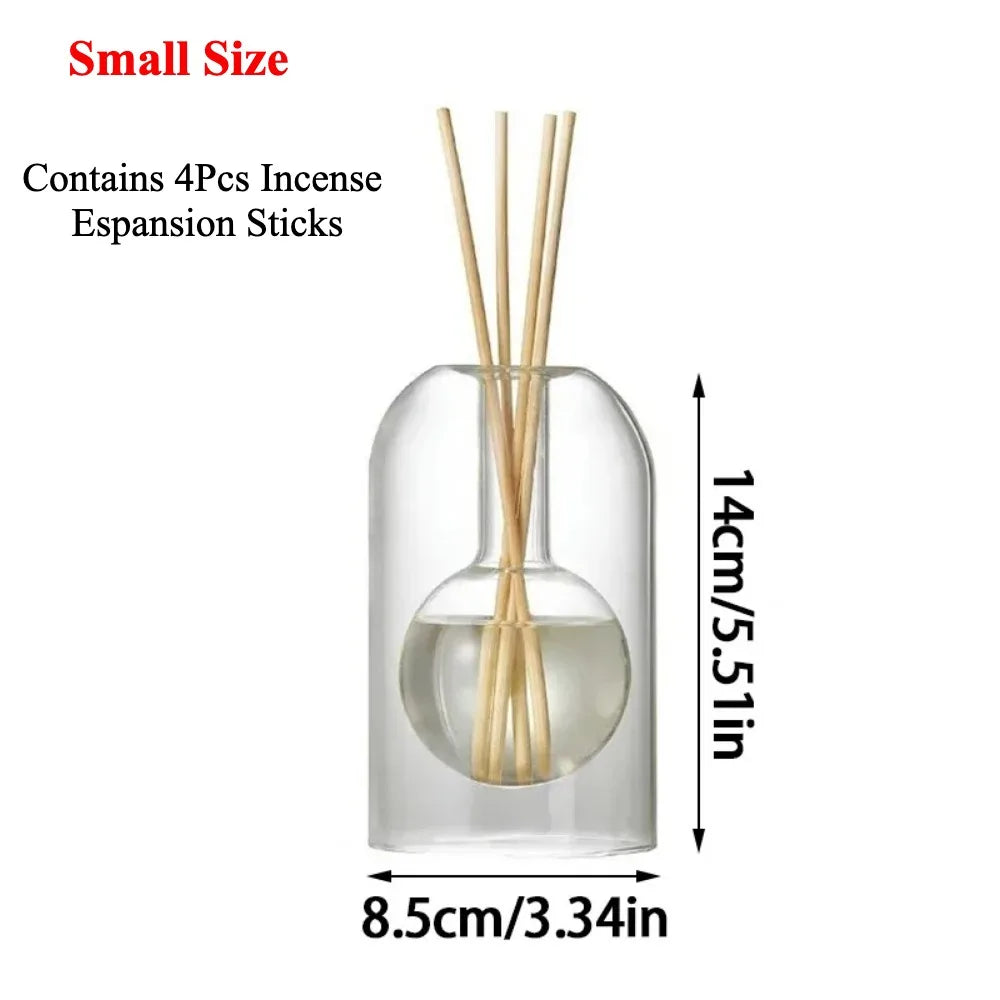 Transparent Glass Reed Diffuser Bottle w/ Sticks