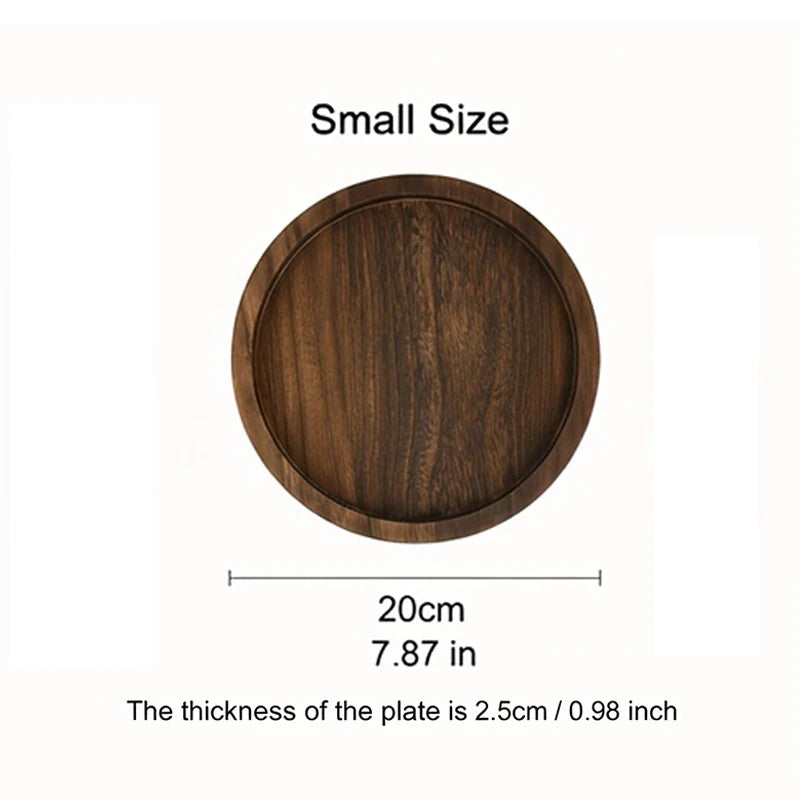 Rustic Round Solid Wood Candle Tray