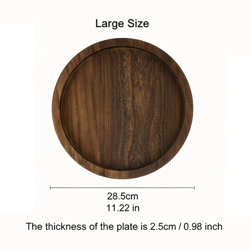 Rustic Round Solid Wood Candle Tray