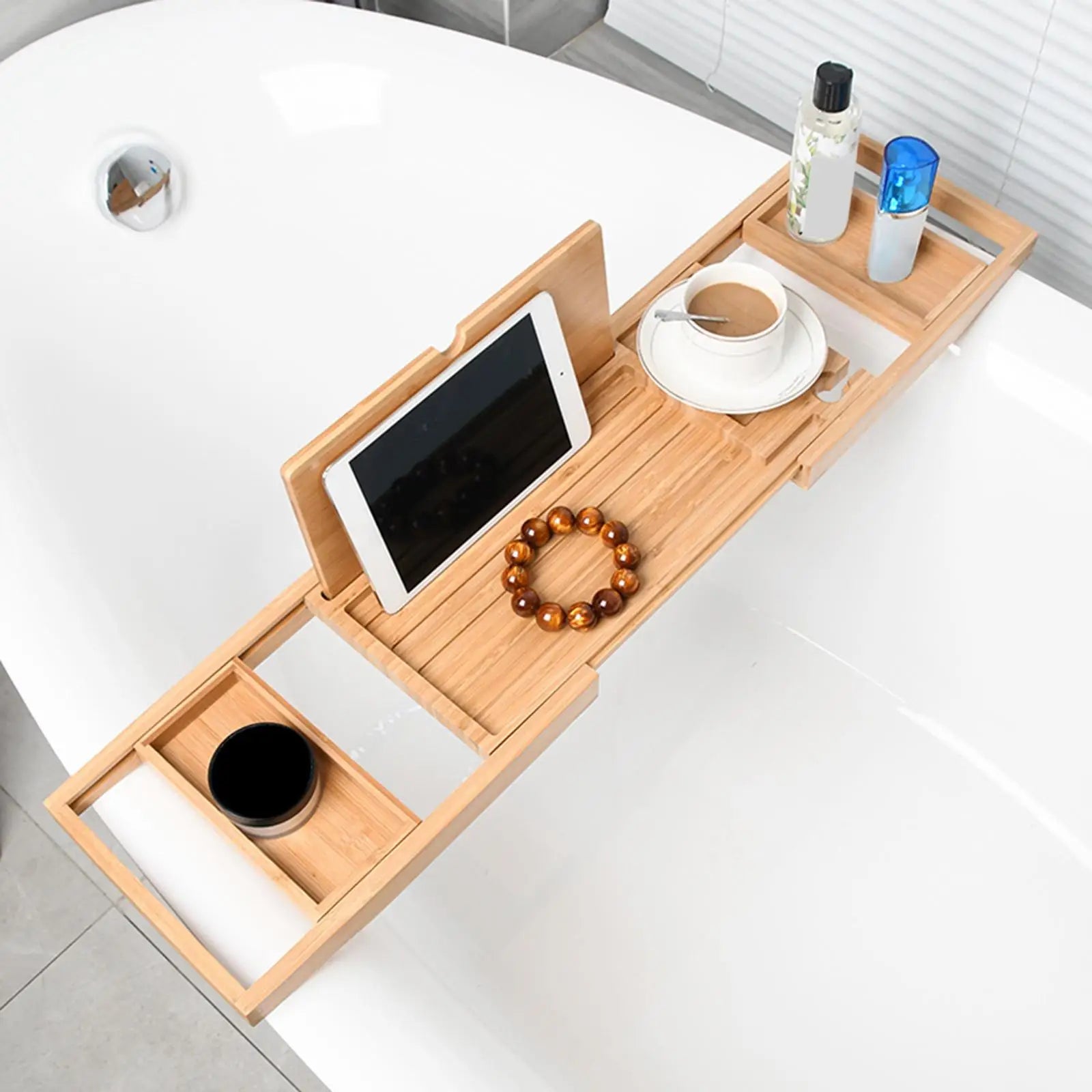 Extendable Bamboo Bathtub Caddy Tray