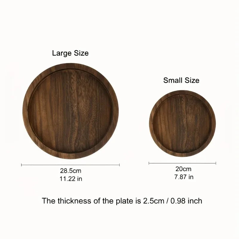 Rustic Round Solid Wood Candle Tray