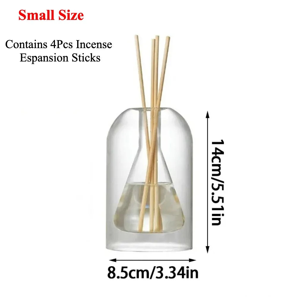Transparent Glass Reed Diffuser Bottle w/ Sticks