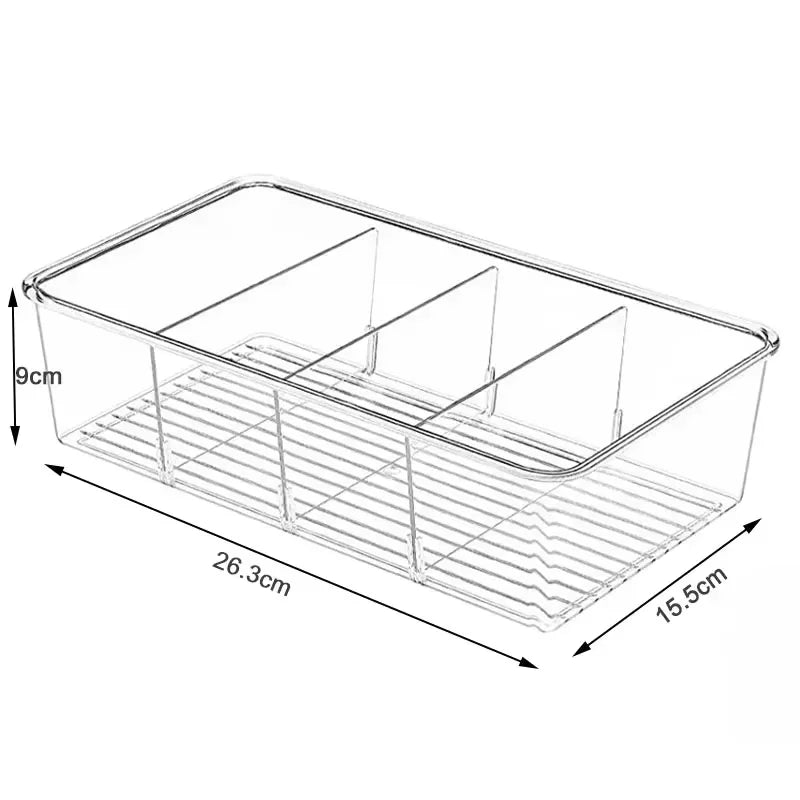 Clear Fridge Organizer Bin w/ Divider