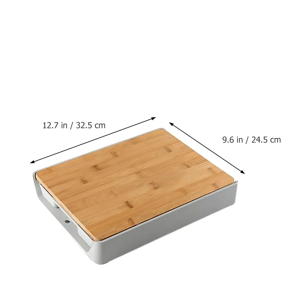 Bamboo Chopping Board w/ Organizer Drawers Multifunction