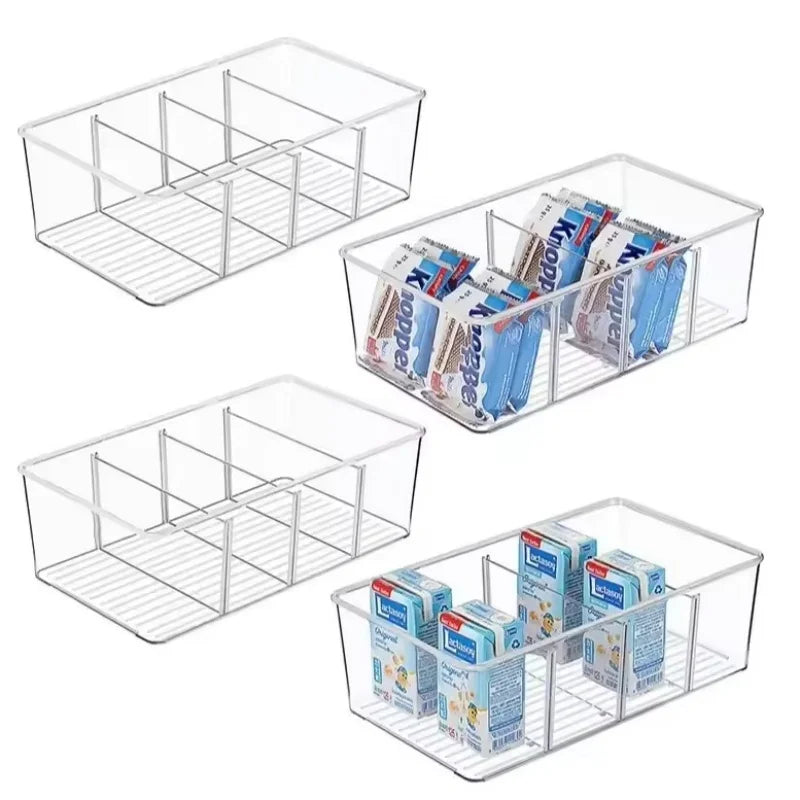 Clear Fridge Organizer Bin w/ Divider