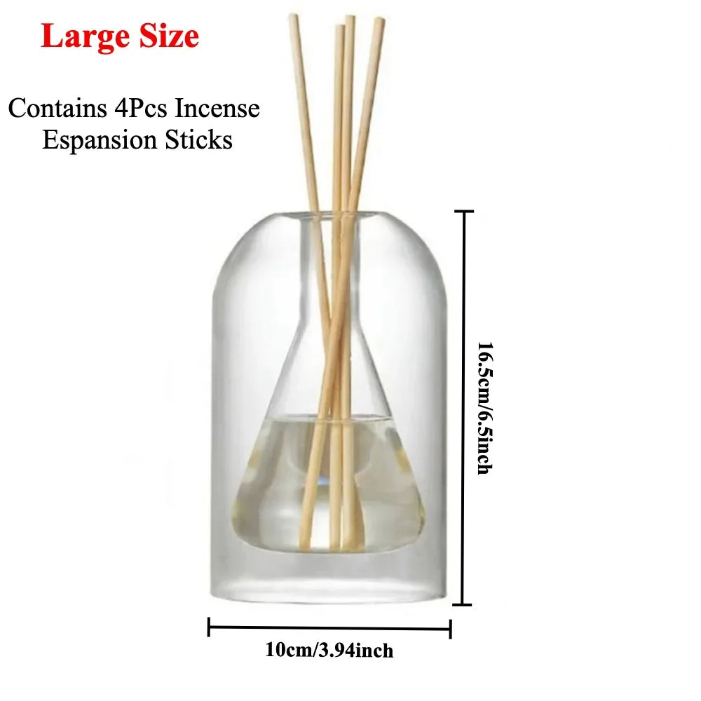 Transparent Glass Reed Diffuser Bottle w/ Sticks