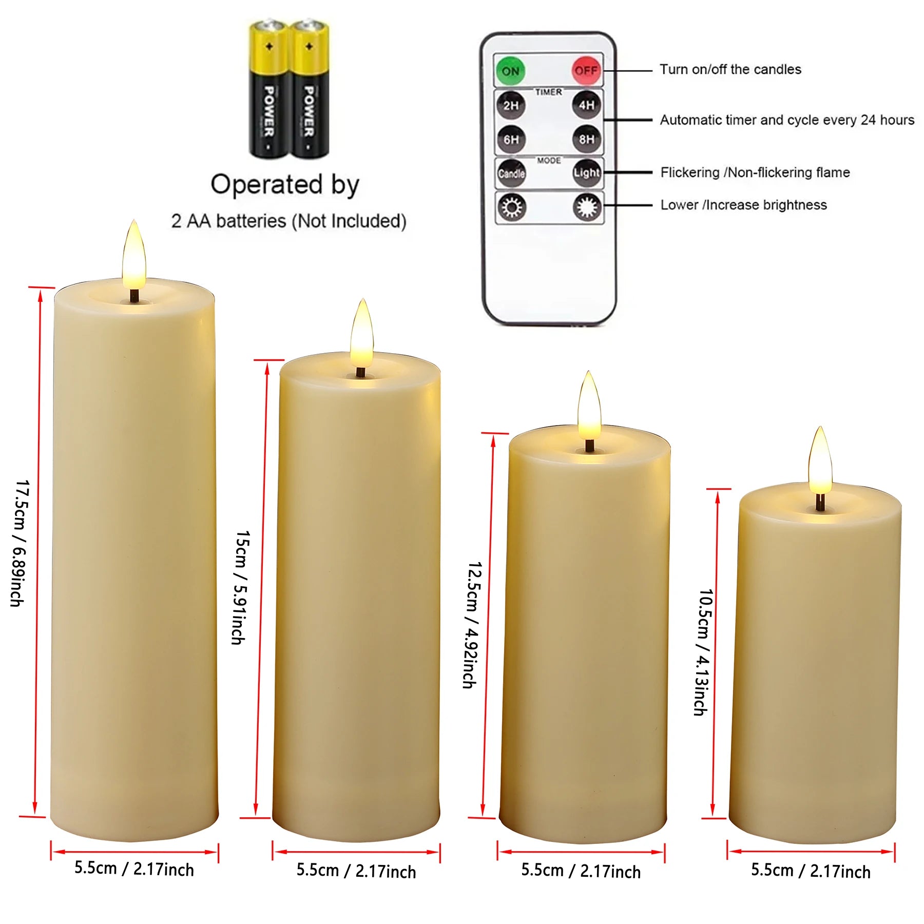Rechargeable LED Flameless Candles with Timer Remote | Set of 12
