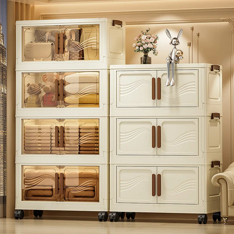 Foldable Multi-Layer Storage Box with Clear Door