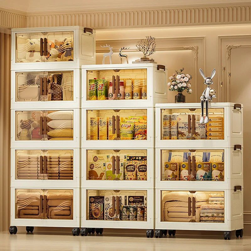 Foldable Multi-Layer Storage Box with Clear Door