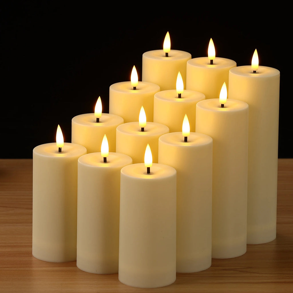 Rechargeable LED Flameless Candles with Timer Remote | Set of 12
