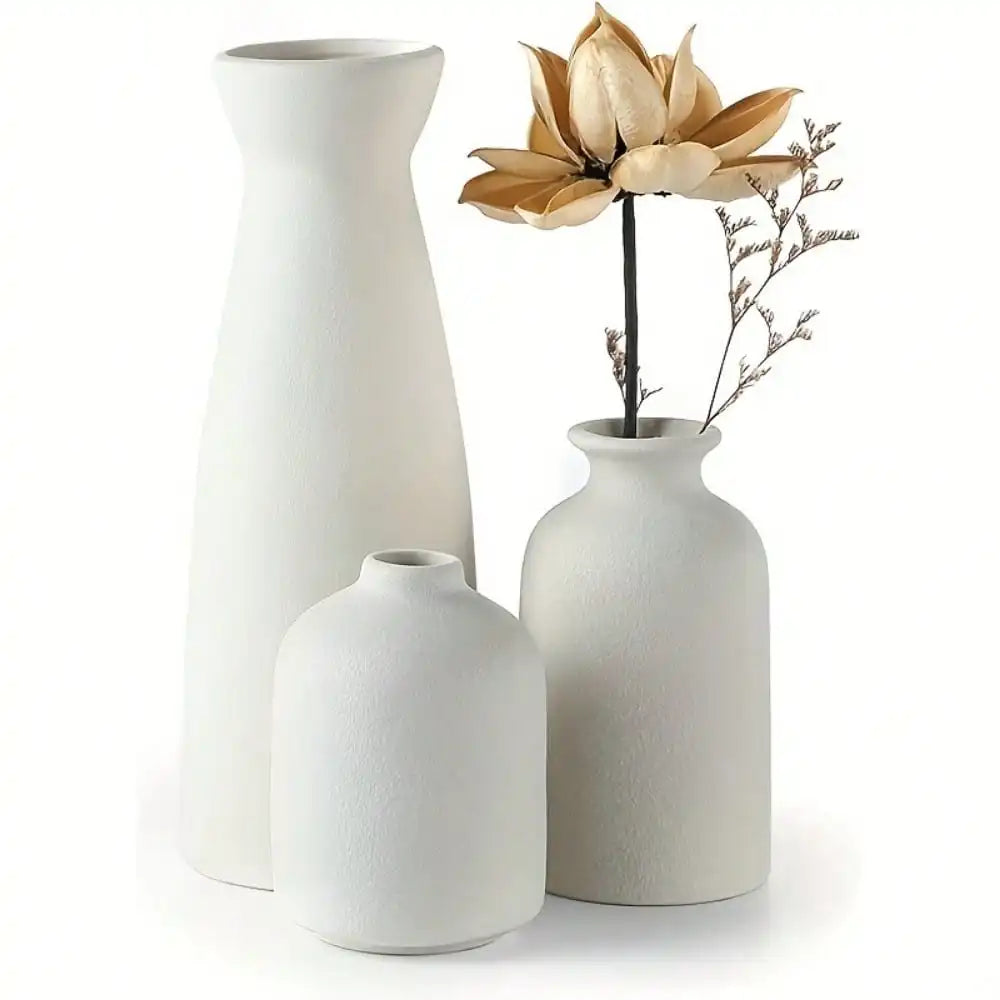 Ceramic Decorative Vases | Farmhouse & Bohemian Style | Set of 3