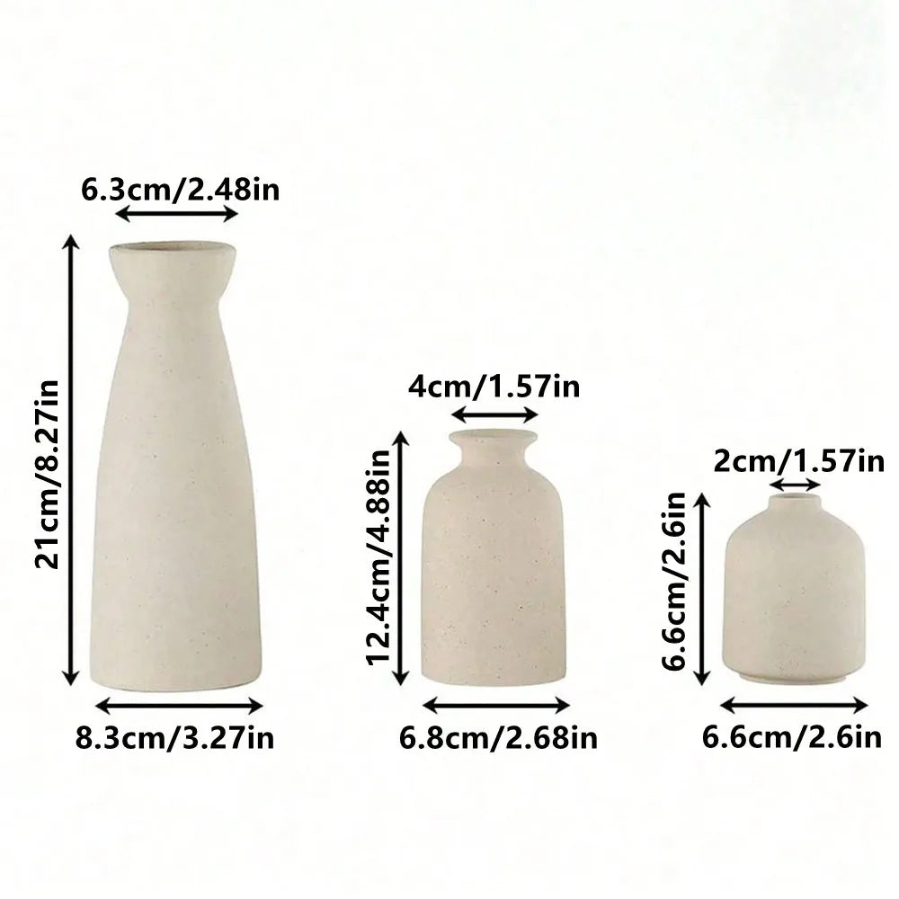 Ceramic Decorative Vases | Farmhouse & Bohemian Style | Set of 3