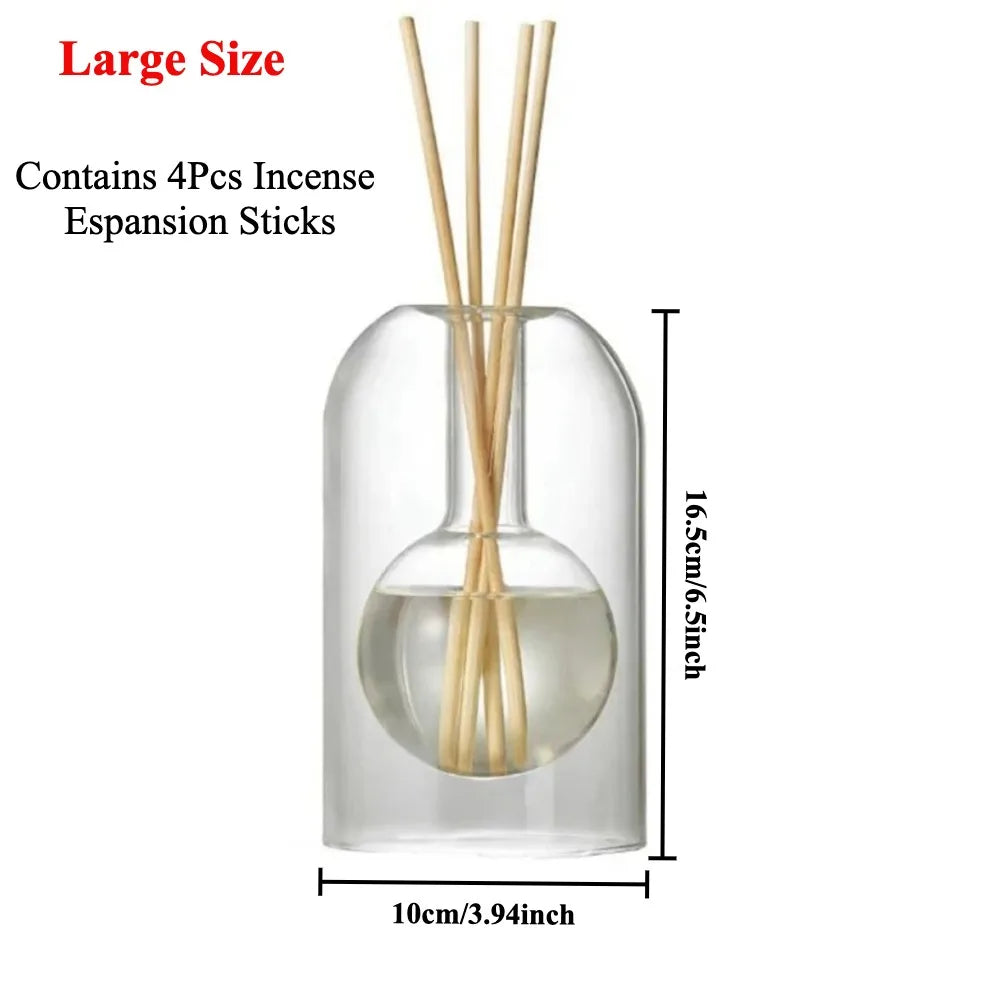 Transparent Glass Reed Diffuser Bottle w/ Sticks