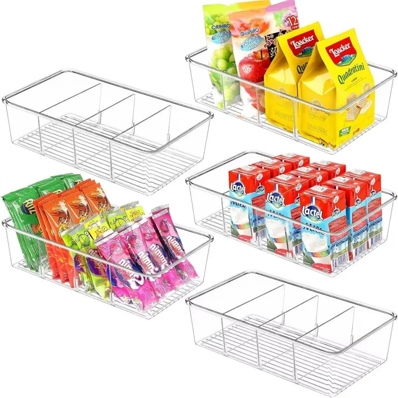 Clear Fridge Organizer Bin w/ Divider