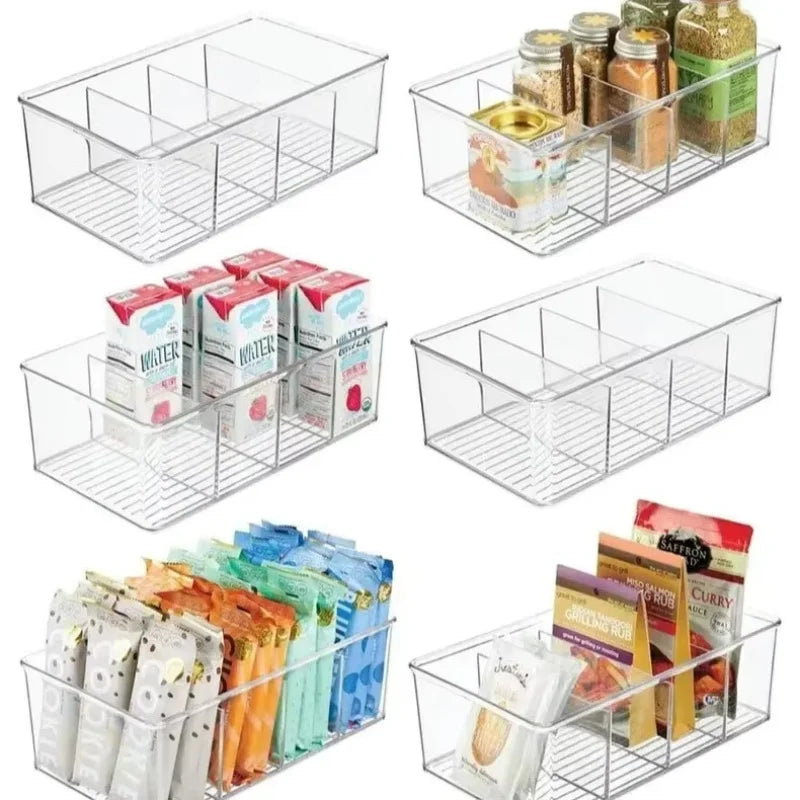 Clear Fridge Organizer Bin w/ Divider