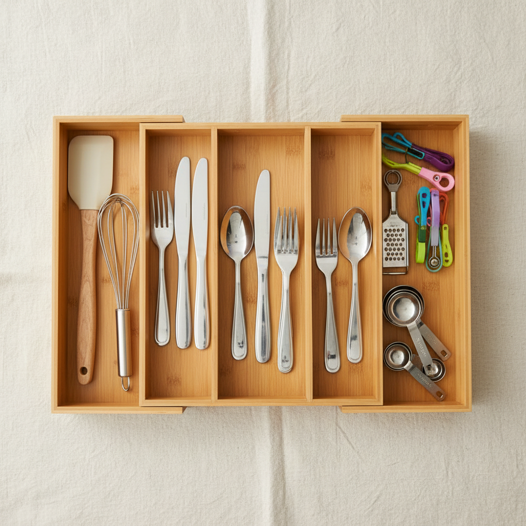 Bamboo Organizer - Flat Lay