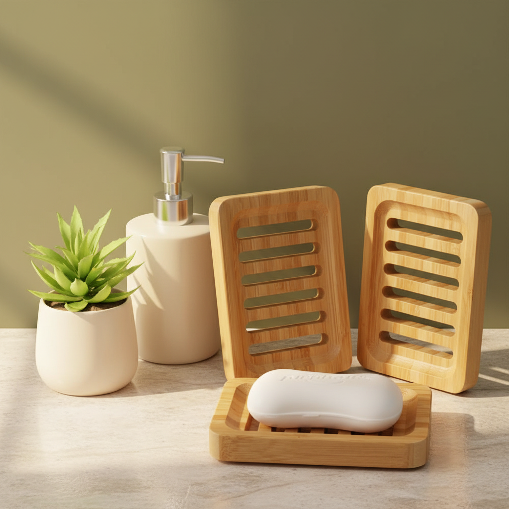Bamboo Soap Dish - Bathroom Vignette