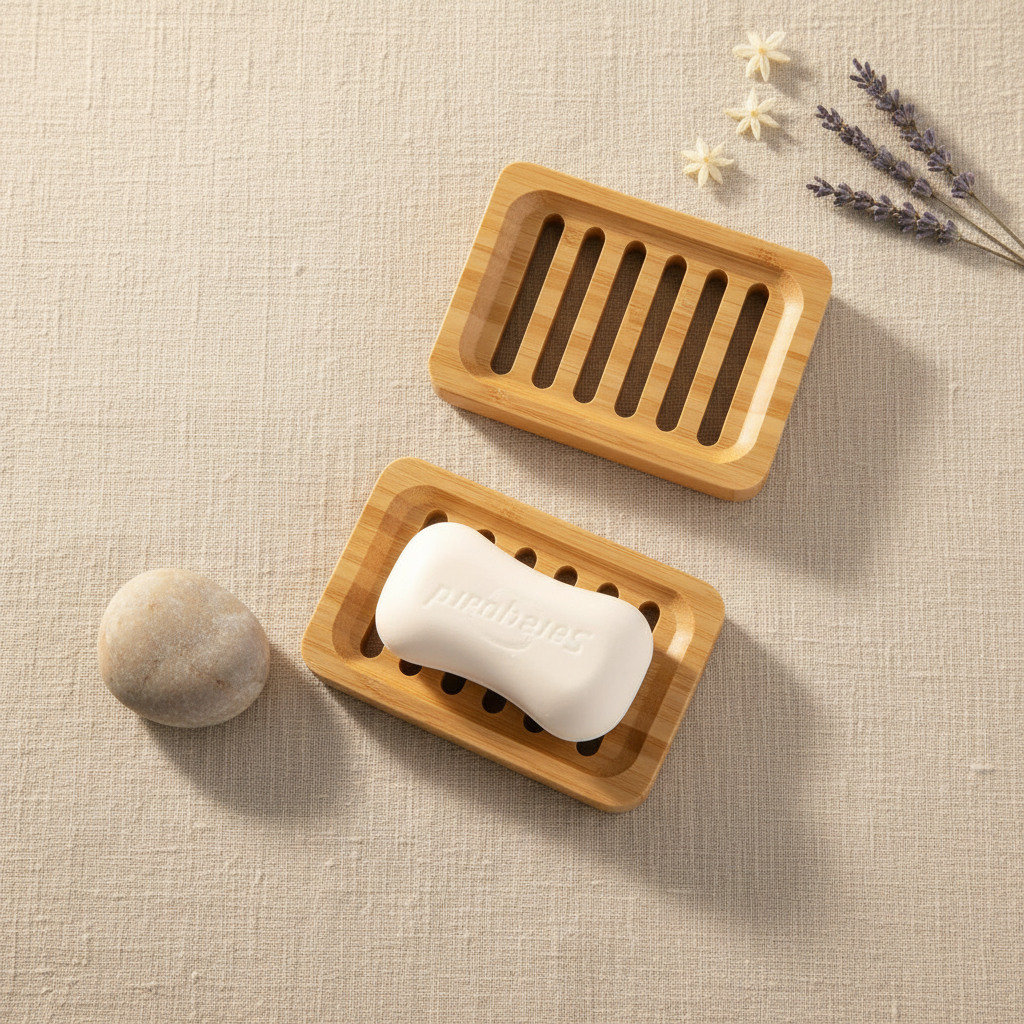 Bamboo Soap Dish - Flat Lay