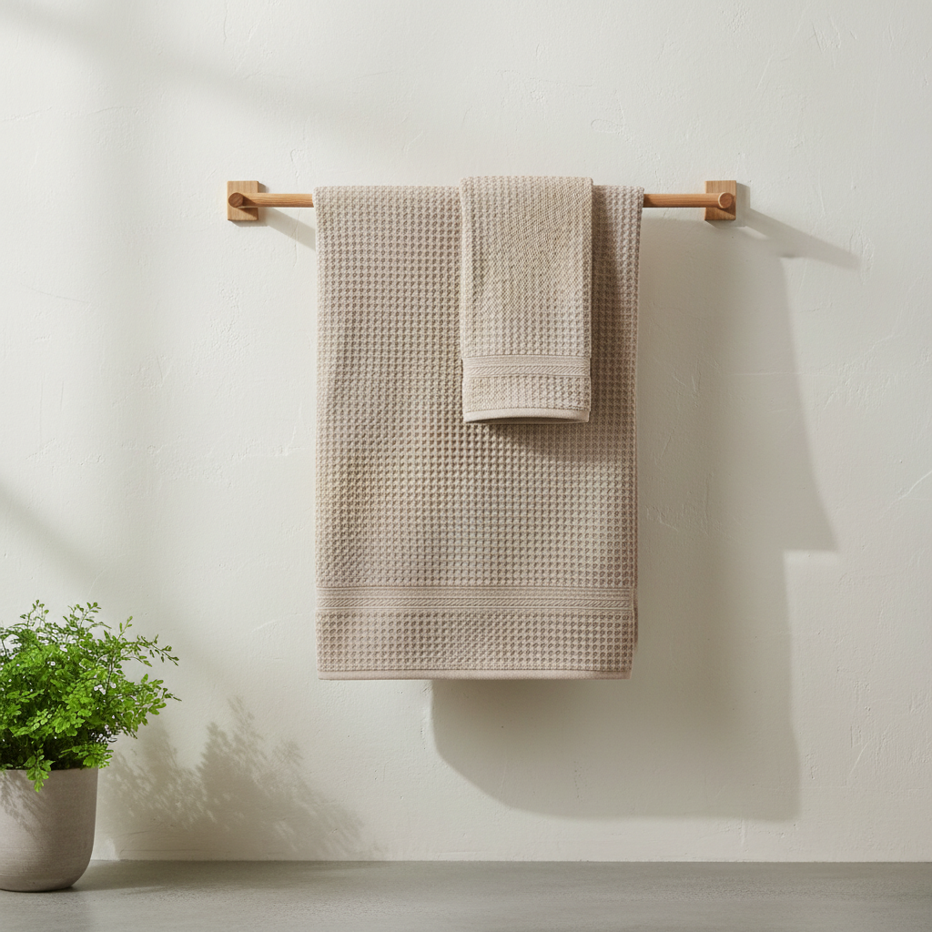 Waffle Towels - Towel Rack